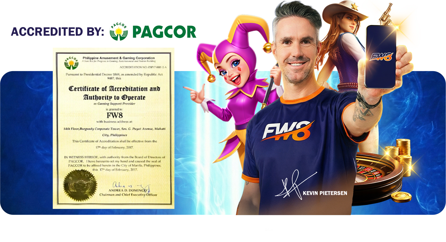 FW8NPL PAGCOR Certificate of Accreditation