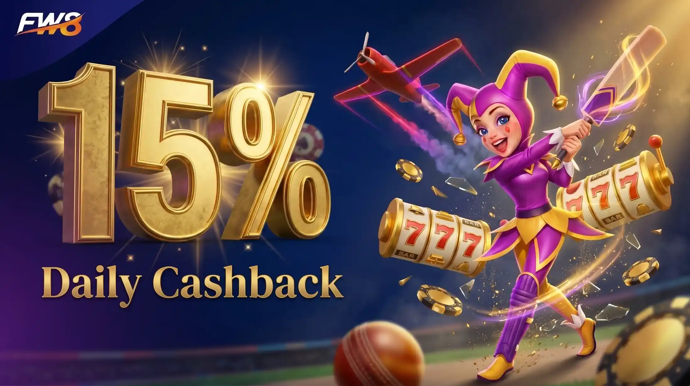 FW8 15% Daily Cashback Bonus on Net Losses Across All Games