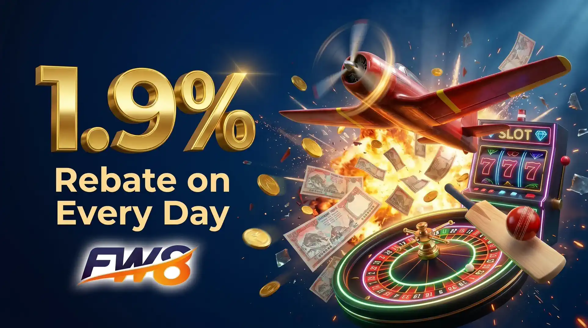 FW8 1.9% Daily Rebate Bonus on All Wagers — No Upper Limit