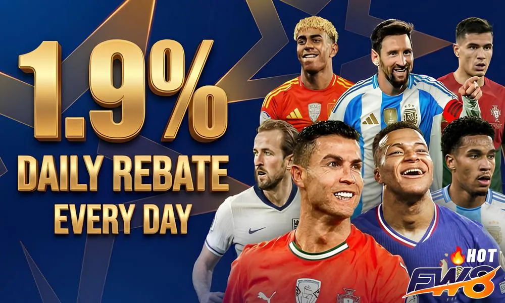 FW8 1.9% Daily Rebate Bonus on All Wagers — No Upper Limit