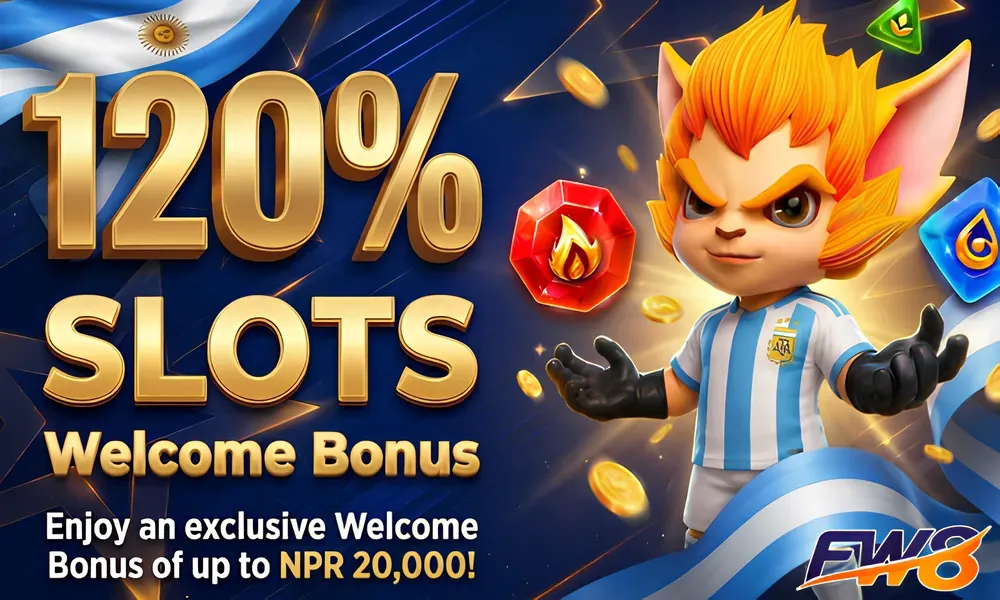 FW8 120% Slots Welcome Bonus up to NPR 20,000 for New Players