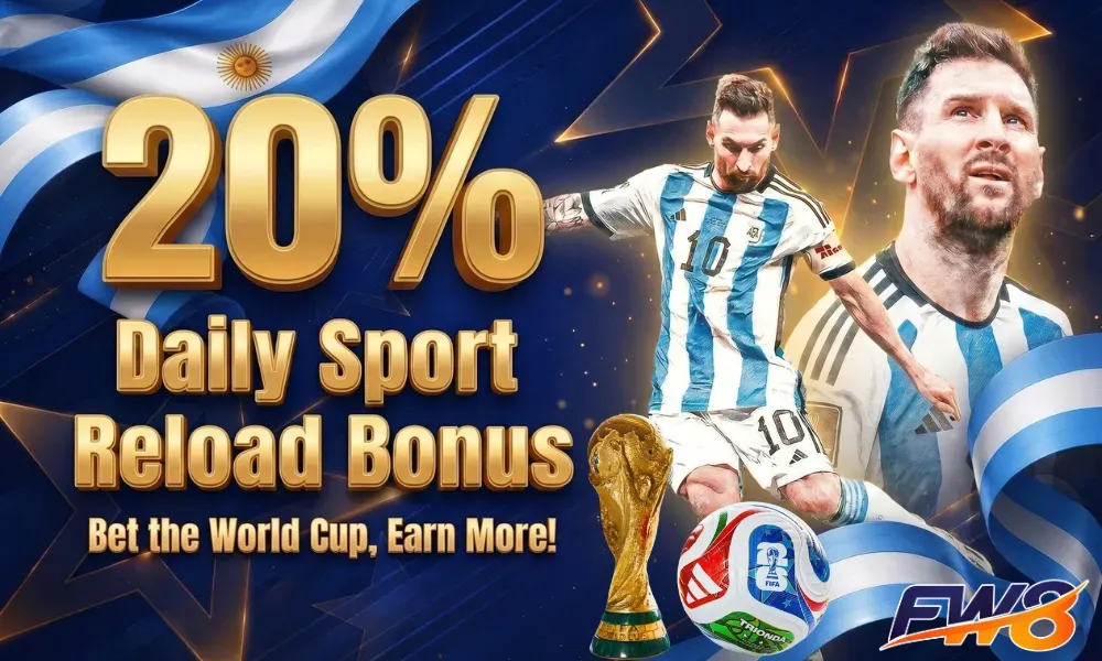 FW8 20% Daily Sports Reload Bonus for World Cup Betting in Nepal