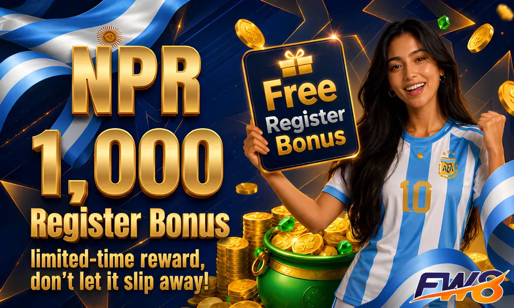 FW8 NPR 1,000 Register Welcome Bonus for New Players in Nepal